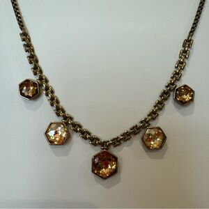 “Touchstone Crystal” Oxidized Brass Necklace